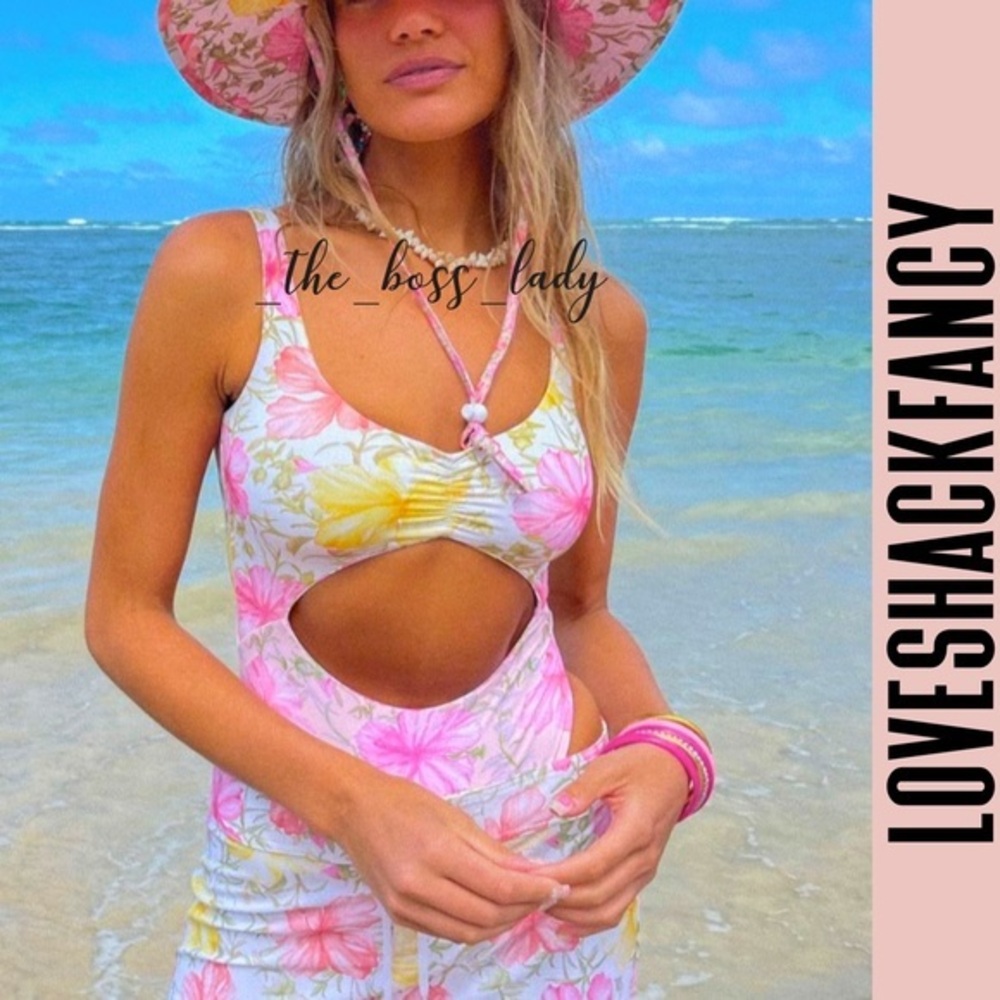LOVESHACKFANCY one piece swimsuit swimwear bikini SMALL floral cutout